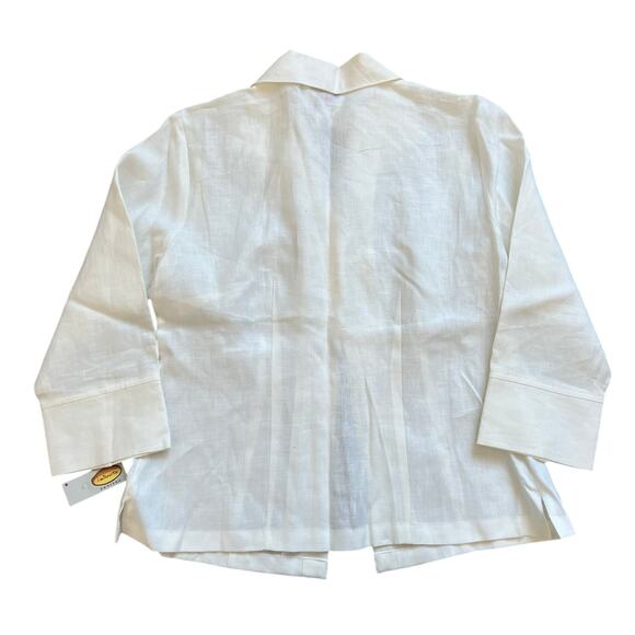 NEW Talbots 100% Irish Linen button front collared shirt 3/4 sleeve - Picture 6 of 7